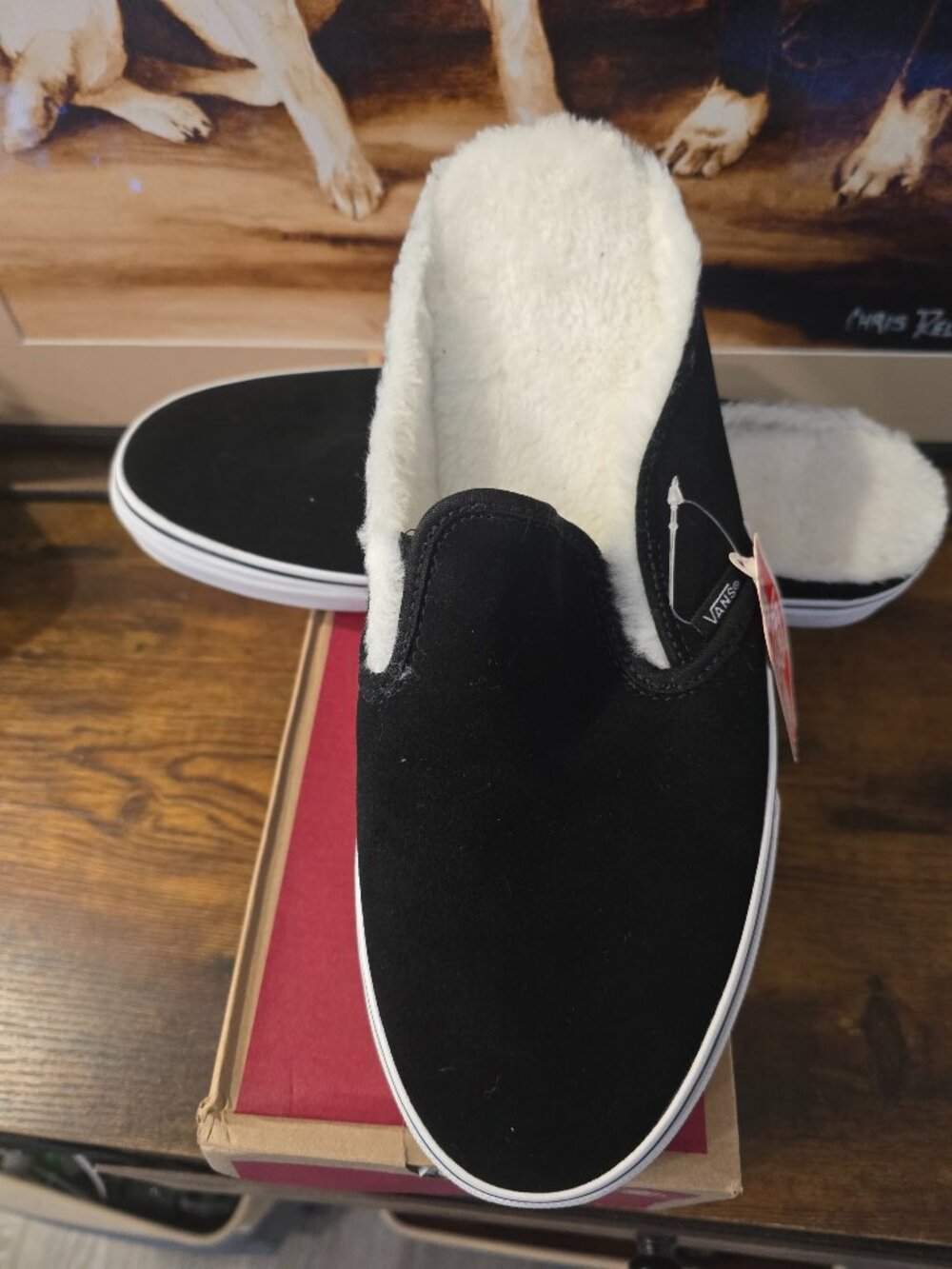 Vans Classic Slip On Mule Black / Sherpa Lined VN0A4P3UTC6 Shoes RARE Mens 10 US